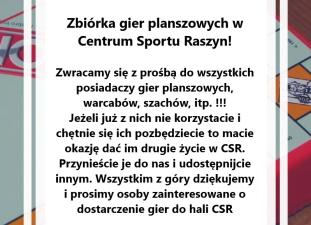 Zbiórka gier planszowych w Centrum Sportu Raszyn!