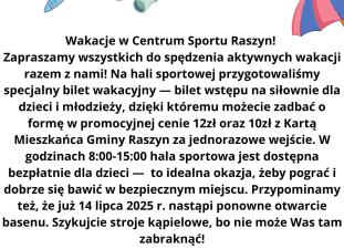 Wakacje w Centrum Sportu Raszyn!