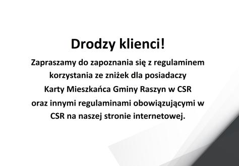 Drodzy klienci!