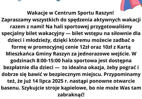 Wakacje w Centrum Sportu Raszyn!